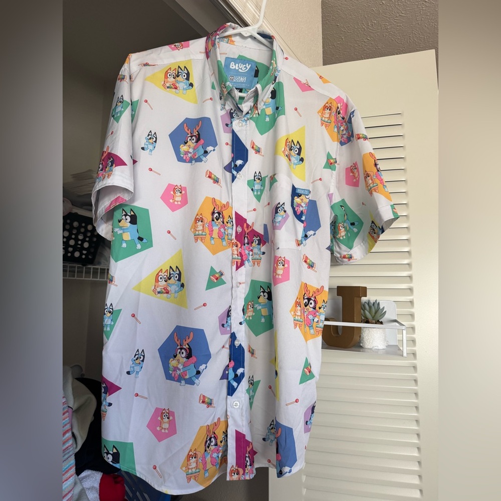 Colorful Cartoon Print Button-Up Shirt
